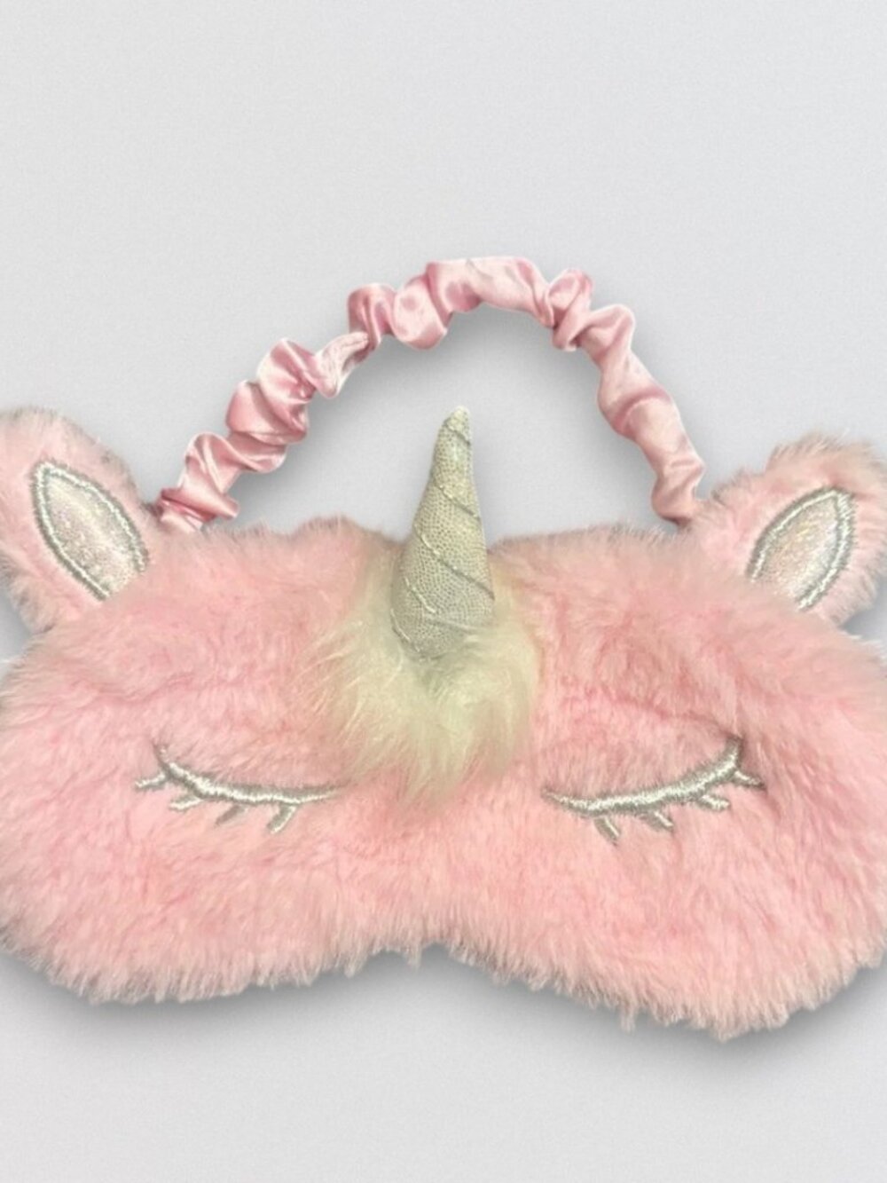 Kids Pink Unicorn Plush Sleep Mask Faux Fur Soft Travel Eye Mask